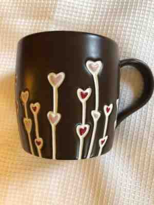 Starbucks Chocolate Brown Mug Growing Hearts Balloons 2009 Hand Painted 14 oz - Sold on eBay Apr, 13th 2019 for $12.99