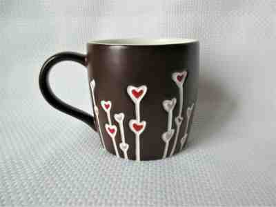 Starbucks 2009 Brown Hand Painted Heart Flowers Coffee Cup~ Mug Excellent - Sold on eBay Apr, 5th 2019 for $11.65