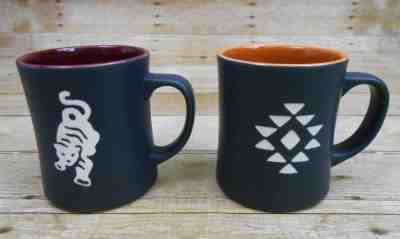 Lot of 2 STARBUCKS Mugs 2012 Charcoal Black Aztec & Tiger Laser Etched 16 oz Cup - Sold on eBay Apr, 22nd 2019 for $27.00