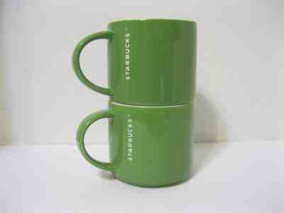 2012 Starbucks Green Stackable China Coffee Mugs w/Engraved Logo 14 oz ~SET OF 2 - Sold on eBay Apr, 21st 2019 for $19.99