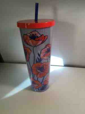 Starbucks Poppy Flowers Double Wall Tumbler Reusable Cold Drink 24oz - Sold on eBay Apr, 22nd 2019 for $35.99