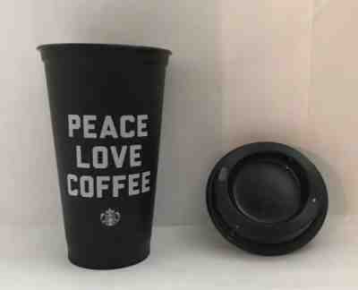Starbucks PEACE LOVE COFFEE Cup Reusable Plastic 16 Ounce Tumbler Cup - New! - Sold on eBay Apr, 21st 2019 for $12.50