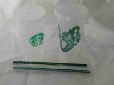 LOT of 2 Starbucks MERMAID SIREN LOGO Frosted Cold Cups Reusable Tumbler 24 oz - Sold on eBay Apr, 20th 2019 for $14.99
