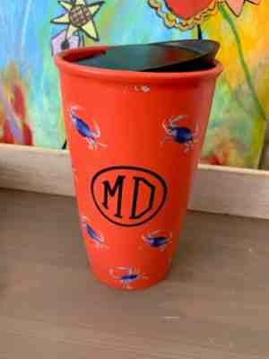 Starbucks Limited Edition Orange Ceramic Maryland Blue Crab Mug Travel Tumbler  - Sold on eBay Apr, 18th 2019 for $19.00