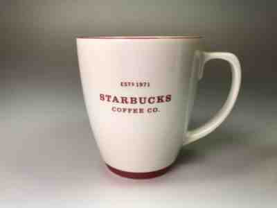 Starbucks 18oz Abbey Large Coffee Mug Cup (2008 ) White Red Trim Est 1971 - Sold on eBay Apr, 22nd 2019 for $6.99