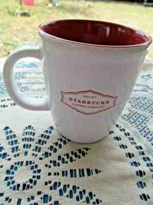 STARBUCKS 2006 WHITE W RED INNER COFFEE MUG 13 OZ. EST. 1971 abbey - Sold on eBay Apr, 21st 2019 for $12.99