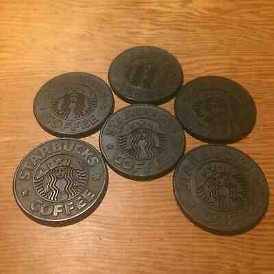 set of 6 Starbucks 1988 black rubber coasters from Umbra, Canada, nice - Sold on eBay Mar, 4th 2019 for $24.95