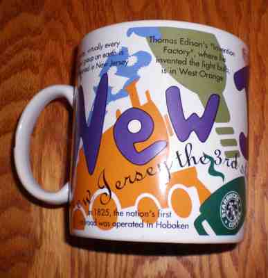 STARBUCKS NEW JERSEY "STATES OF BEAN" MUG. 1997. Vintage Jan Belson  - Sold on eBay Mar, 27th 2019 for $9.95