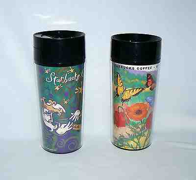 STARBUCKS COFFEE 1997 12 OZ PAIR SET OF 2 VINTAGE THERMO-SERV TRAVEL TUMBLERS - Sold on eBay Mar, 1st 2019 for $23.99