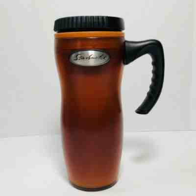 STARBUCKS COFFEE COMPANY 2000 16 Oz Orange LUCY BARISTA Travel Tumbler Handle   - Sold on eBay Mar, 25th 2019 for $9.99