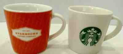 Starbucks Espresso Cups Mugs 2005 2015 White Orange Set of 2 Ceramic CC - Sold on eBay Apr, 20th 2019 for $5.00