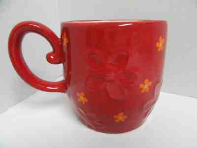 Starbucks Coffee Mug 2007 Red Orange Floral Embossed 16 oz  - Sold on eBay Apr, 23rd 2019 for $19.99