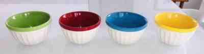 Starbucks 2007 Set 4 White With Primary Colors Ribbed Ice Cream Bowls-Excellent - Sold on eBay Apr, 21st 2019 for $25.59