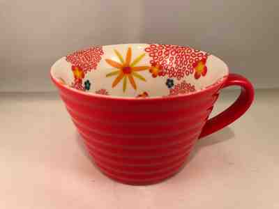 Starbucks red ribbed floral coffee tea cup mug 2007 - Sold on eBay Apr, 21st 2019 for $10.28