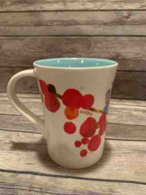Starbucks Coffee Tea 2008 Red Buds Blue Flowers Floral Mug Cup 12 oz (355 ml)