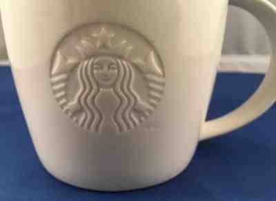 STARBUCKS 2010 WHITE PORCELAIN COFFEE CUP MUG TALL 12oz EMBOSSED MERMAID LOGO - Sold on eBay Apr, 23rd 2019 for $15.00