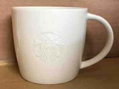 STARBUCKS 2010 WHITE PORCELAIN COFFEE CUP MUG GRANDE 16oz EMBOSSED MERMAID LOGO - Sold on eBay Apr, 23rd 2019 for $25.00