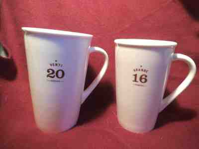  2010  SET 2 STARBUCKS CERAMIC COFFEE MUG CUP: 20oz Venti & 16oz Grande, WHITE - Sold on eBay Apr, 21st 2019 for $25.00