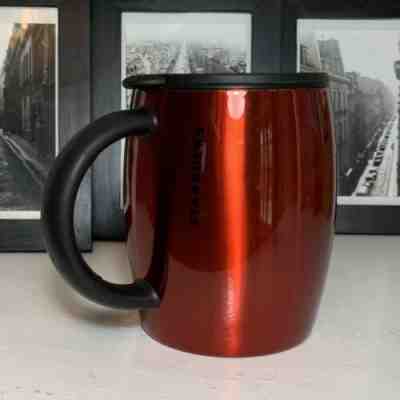 STARBUCKS 2012 Stainless Steel RED Barrel Mug 14 oz Double Walled Insulated HTF - Sold on eBay Apr, 14th 2019 for $22.22