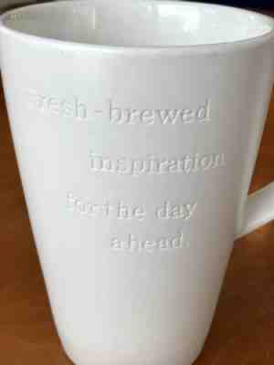 Starbucks “Fresh Brewed Inspiration For The Day Ahead" Latte Mug White 2013 16oz - Sold on eBay Apr, 22nd 2019 for $9.00