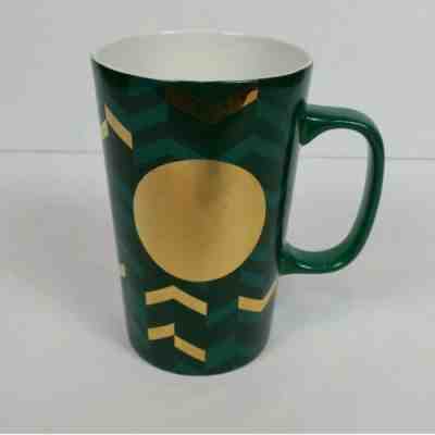 Starbucks 2014 Green & Gold Chevron Coffee Mug 16oz Collectible Christmas Cup - Sold on eBay Apr, 22nd 2019 for $11.00