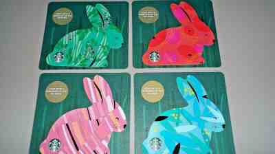 2019 STARBUCKS EASTER BUNNY GIFT CARD SET - NEW, NEVER LOADED - SET OF 4 COLORS - Sold on eBay Apr, 22nd 2019 for $6.00