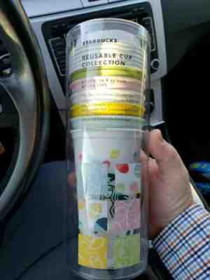 NEW 2019 Starbucks Reusable Spring Cups Easter Travel Lids Set Pastel 6 Cups  - Sold on eBay Apr, 22nd 2019 for $25.00