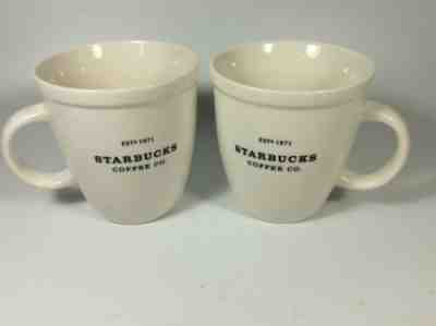 Pair Of Starbucks Estd 1971 Large Mug White 2001 Barista Abbey Coffee Cups - Sold on eBay Mar, 2nd 2019 for $35.00