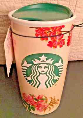 STARBUCKS ban do Floral Traveler Red Cherry Blossoms Pink Roses 12oz Tumbler NWT - Sold on eBay Apr, 23rd 2019 for $26.00