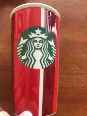 Starbucks Red Stripes Ceramic Double Wall Insulated Travel Coffee Mug Cup 2018 - Sold on eBay Apr, 22nd 2019 for $20.00