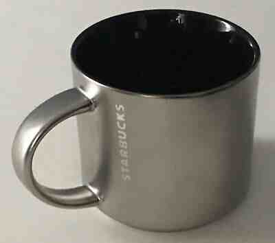 2014 Starbucks 14 oz Silver Metallic / Black Ceramic Coffee Mug / Tea Cup - NWT - Sold on eBay Apr, 22nd 2019 for $11.95