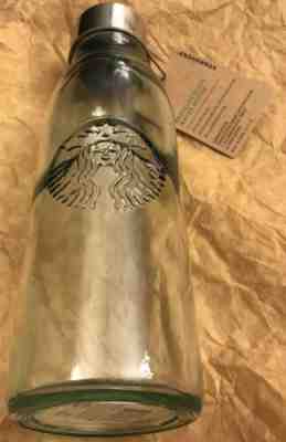 Starbucks 20oz Recycled Glass Water Bottle Stainless Steel Lid Made In Spain - Sold on eBay Apr, 20th 2019 for $34.99