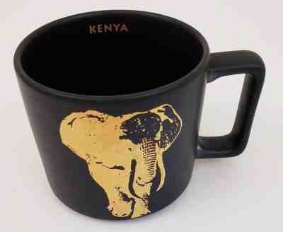 Starbucks Kenya Mug Gold Elephant Black Matte Finish Africa Coffee Cup 14 oz  - Sold on eBay Apr, 16th 2019 for $19.99