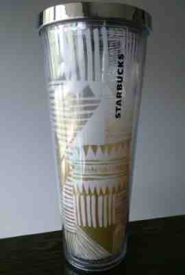 Starbucks Clear Gold White KENYA Venti 24oz Cold Drink Cup W/ Lid 2014 Insulated - Sold on eBay Apr, 12th 2019 for $24.99