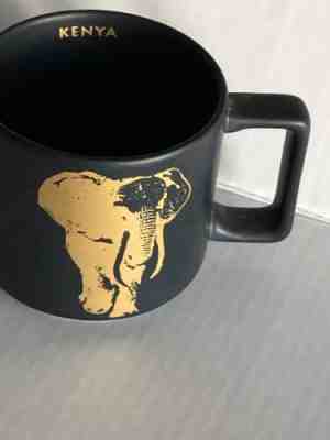 Starbucks Kenya Mug Gold Elephant Black Matte Finish Africa Coffee Cup 14 oz  - Sold on eBay Mar, 28th 2019 for $17.74