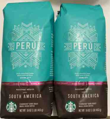 (2)1Lb Bags Of Starbucks Dark Roast Perú Junín Whole Bean Coffee Passport Series - Sold on eBay Apr, 19th 2019 for $24.99