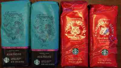 STARBUCKS  2LBS 2018 Christmas & 2 LBS  ASIA PACIFIC DARK ROAST  Whole Bean  - Sold on eBay Apr, 7th 2019 for $35.00