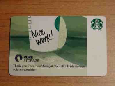 STARBUCKS GIFT CARD - 6138 - CO BRANDED  "PURE STORAGE"  - NO VALUE - Sold on eBay Apr, 22nd 2019 for $6.00