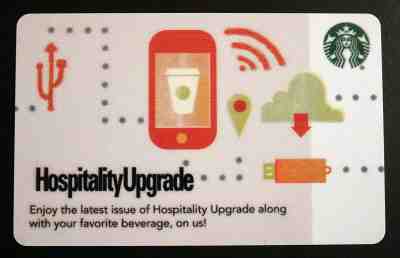 STARBUCKS GIFT CARD - CO BRANDED "HOSPITALITY UPGRADE" - NO CASH VALUE - Sold on eBay Apr, 22nd 2019 for $6.00