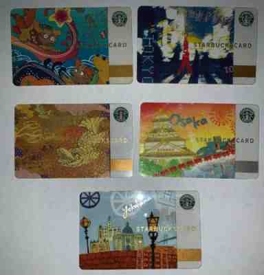 5 Starbucks Japan City 2010 Old Logo Cards Okinawa Osaka Tokyo Nagoya Yokohama - Sold on eBay Apr, 2nd 2019 for $100.00