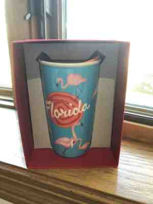 Starbucks FLORIDA FLAMINGO double wall traveler mug 12 0z - Sold on eBay Apr, 20th 2019 for $20.00