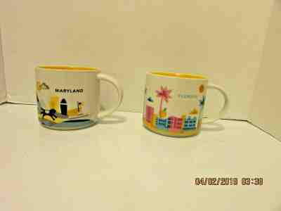 Set of 2 Starbucks Mugs Maryland & Florida  YOU ARE HERE MUGS - Sold on eBay Apr, 8th 2019 for $14.99