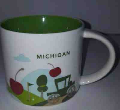 Starbucks 14 oz MICHIGAN You Are Here Green  Mug Coffee Cup 2015  - Sold on eBay Apr, 3rd 2019 for $11.99