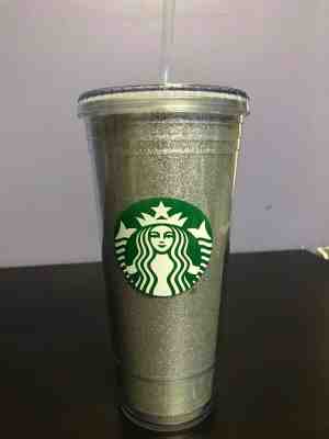 NEW Starbucks 24 Oz Tumbler with Straw and Lid- Silver Glitter - Sold on eBay Apr, 24th 2019 for $20.00