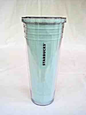 Starbucks Aqua Chiseled 24 oz Tumbler w/Lid Cold to Go Cup Double Wall 2012 Nice - Sold on eBay Apr, 23rd 2019 for $11.99