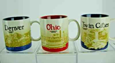 Starbucks Mug Lot Global Icon Collector Series Twin Cities Ohio Denver 16 fl oz - Sold on eBay Apr, 23rd 2019 for $40.00