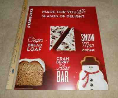 2016 STARBUCKS Christmas X-MAS Red La Boulange Pastry Poster Sign Store Display - Sold on eBay Apr, 23rd 2019 for $15.00