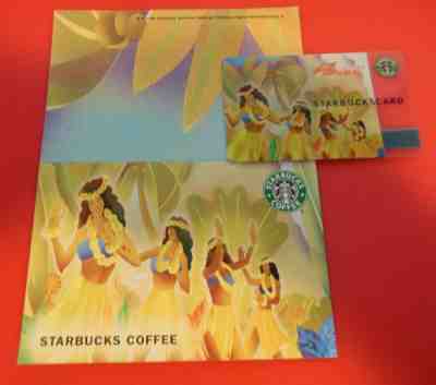 RARE VHTF 2004 Starbucks Orig Hawaii HULA GIRLS card w/Matching UNFOLDED Sleeve  - Sold on eBay Apr, 23rd 2019 for $17.89