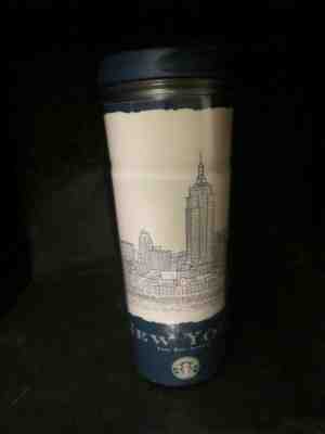 Starbucks New York "The Big Apple" Travel Mug Tumbler Blue & White 2004 16 oz.  - Sold on eBay Apr, 2nd 2019 for $7.95