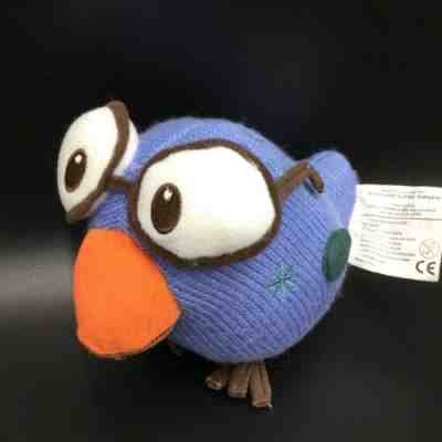 Starbucks Knit Blue Bird Big Eyes Glasses Plush Soft Toy 2007 Stuffed 6" - Sold on eBay Apr, 23rd 2019 for $12.89